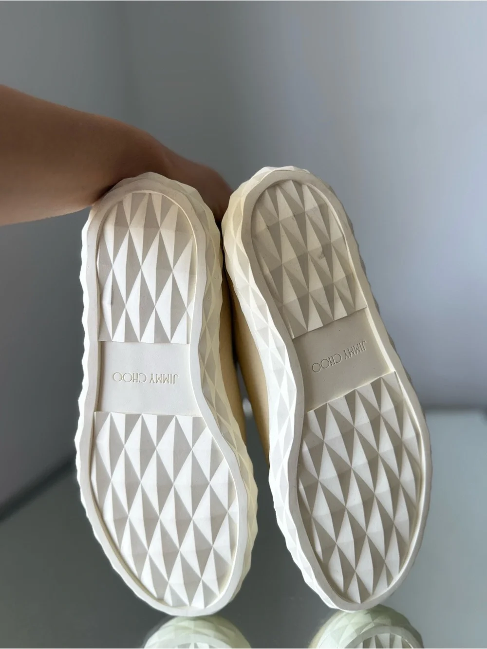 New JIMMY CHOO Diamond Light Flex Leather Low-Top Trainers $625 38.5